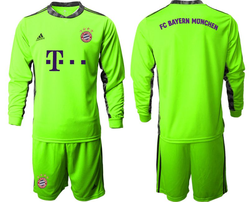 Men 2020-2021 club Bayern Munich fluorescent green goalkeeper long sleeve Soccer Jerseys